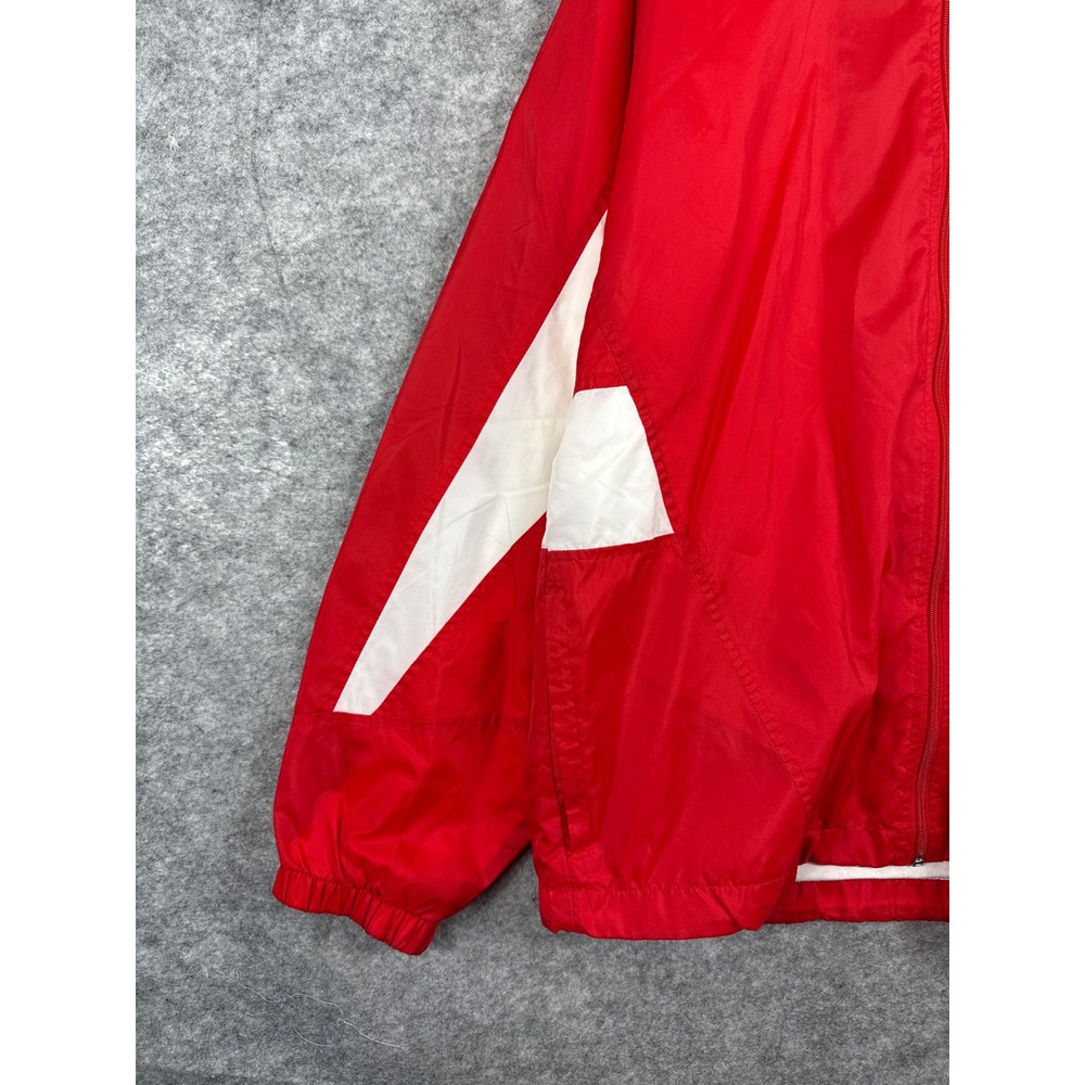 Vintage Asics Windbreaker Jacket Red White Colorblock Full Zip Men L Vented Back - Picture 5 of 13